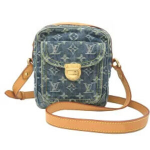 Louis Vuitton Denim Camera Bag Shoulder Monogram Blue